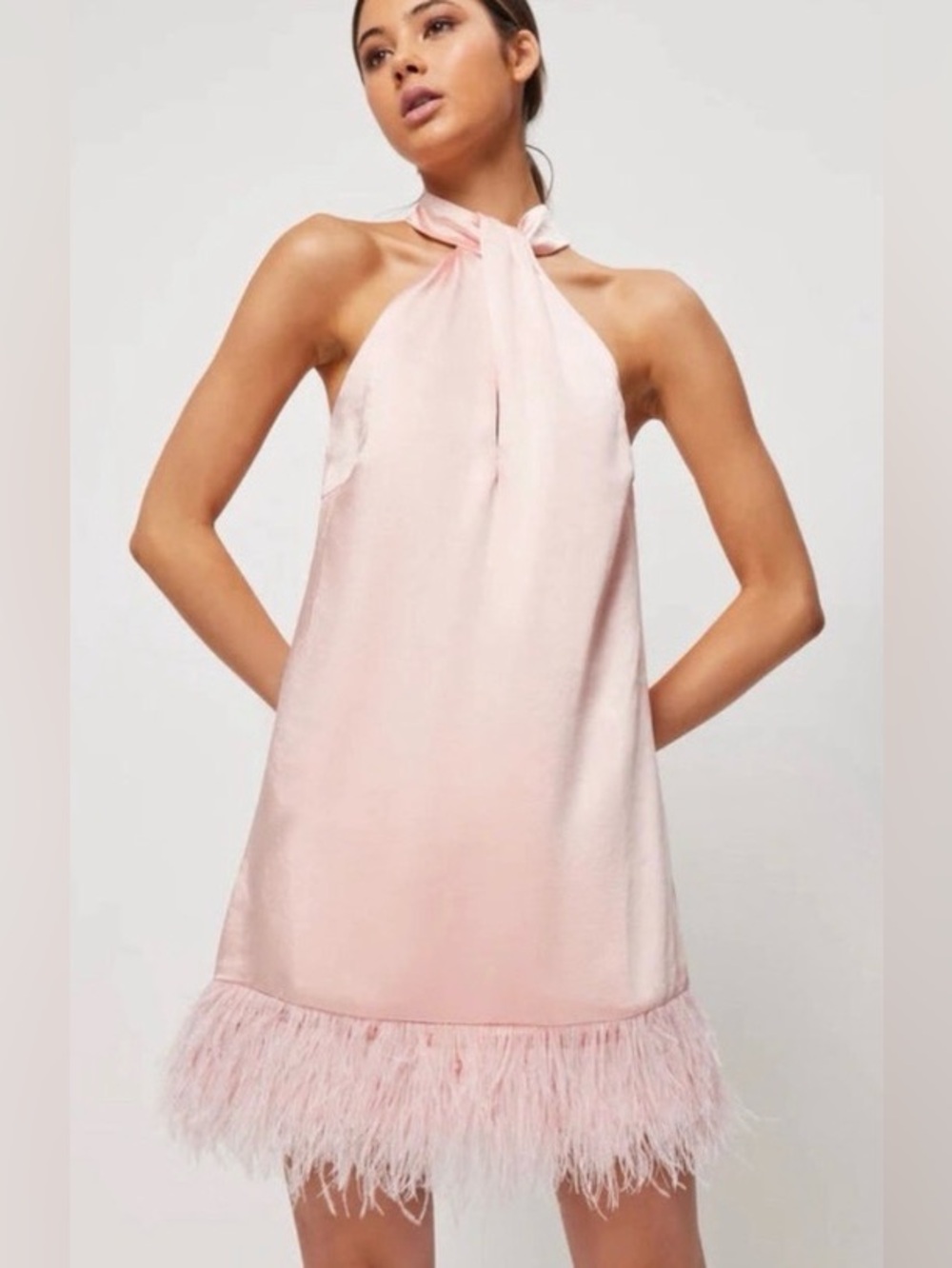 ELLIAT Dress Women’s Large Rachel Pink Feather Mini